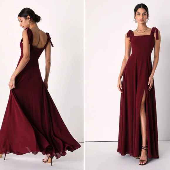 LULU's Prom Wedding Bridesmaid Flowy Romantic Sexy Chic Elegant Maxi Dress - Picture 4 of 8